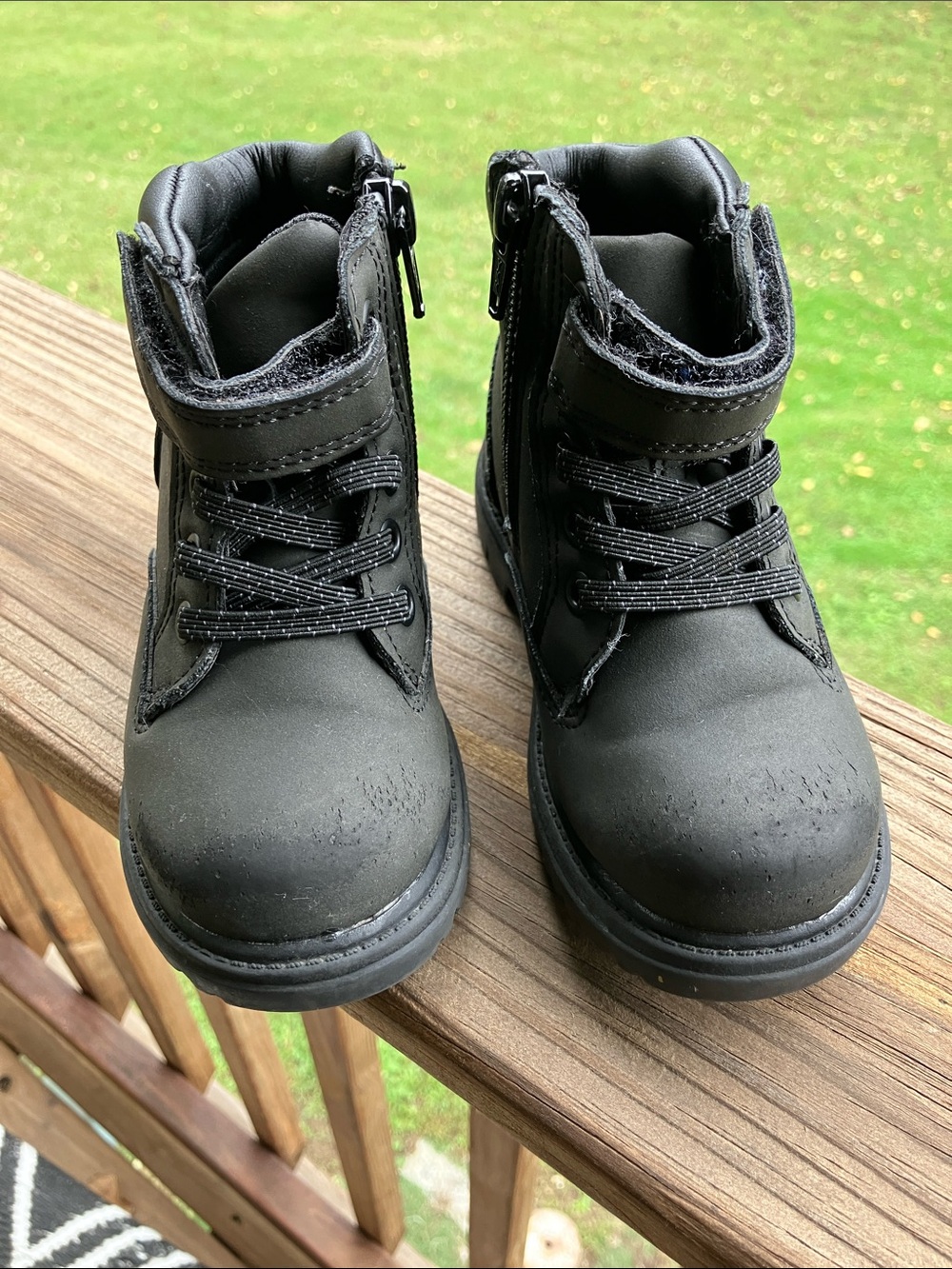 wonder nation Black Kids Lace-Up & Zip Ankle Boots